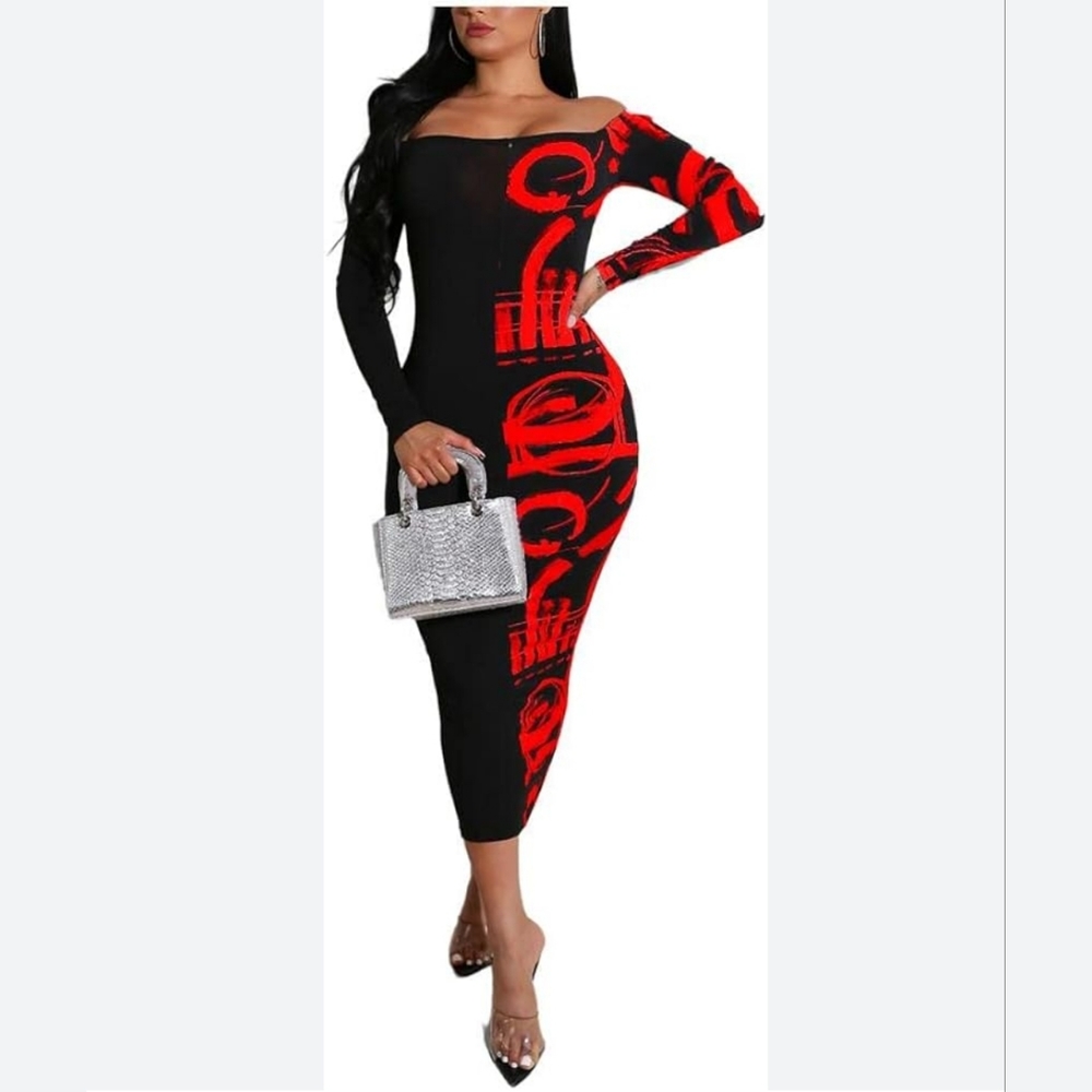Off The Shoulder Half & Half Maxi Dress